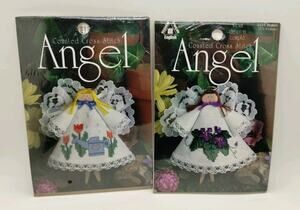 Lot of 2 Counted Cross Stitch Kit Angel 2215 Surprise Shower and 2221 Violets